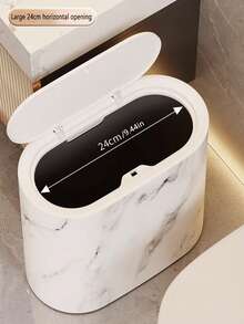 Kosz na śmieci z tworzywa sztucznego o fakturze marmuru z pokrywką, kwadratowy, odporny na zapachy kosz na śmieci, odpowiedni do łazienki, kuchni, salonu - nie wymaga zasilania, pasuje do wąskich przestrzeni