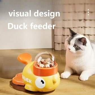 1 套互动式按钮狗零食分配器玩具，慢速喂食器益智碗，鸭子形状，促进健康饮食和智力发展，无需电池