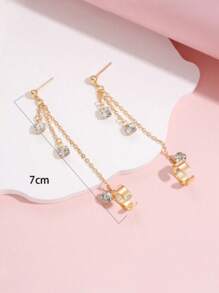 1 Pair Gold-Color Earrings With Clip-On, Fashionable Hip-Hop Style