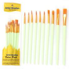 10 Stücke Nylon Haar Malerpinsel Set, Pinselset mit Kunststoffgriff für Ölmalerei, Aquarell, Acryl, Kalligraphie, Skizzieren, Zeichnen, Künstlerbedarf, Schulmaterial