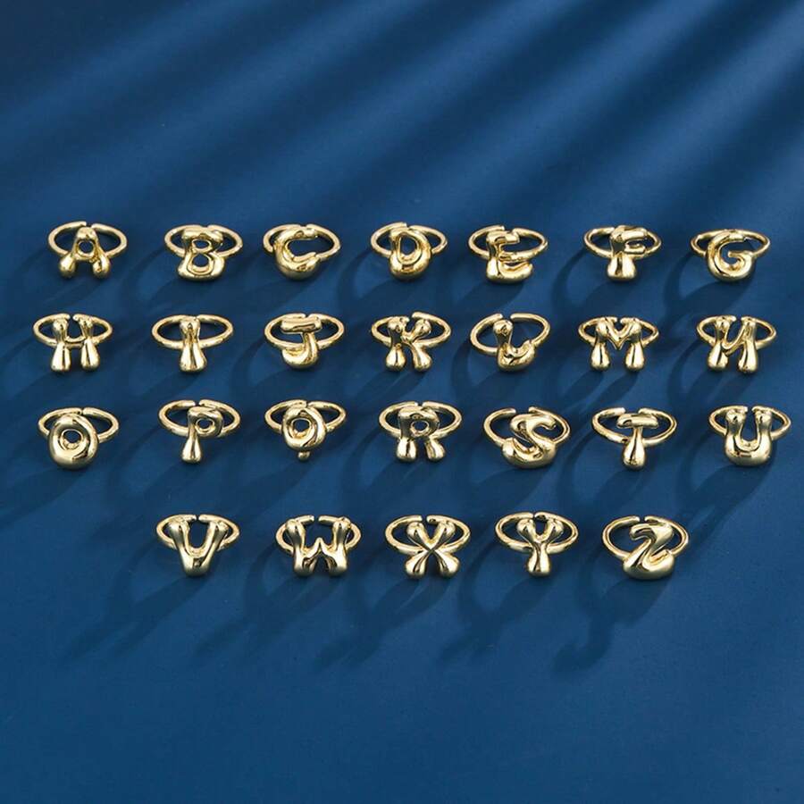 1 Creative Letter Design With Adjustable Opening For Women's Ring - Multicolor - View 1
