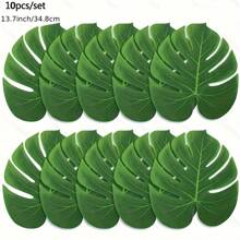 10pcs Artificial Tropical Palm Leaves, Hawaiian Luau Jungle Decor For Autumn, Plastic Fake Plants For Home Living Room Desktop Decor, Suitable For Wedding, Engagement, Halloween, St. Patrick's Day, Father's Day - No Container Included