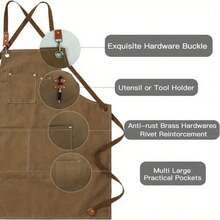 1 件多口袋工匠围裙，采用聚酯钎焊和金属复合材料制成，具有延伸防溅设计、防滑可调节肩带、防静电和防霉技术 - 彩色 - 查看 12