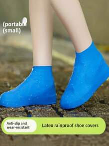 1 Pair Of Waterproof Latex Shoe Covers, Waterproof On Rainy Days, Thickened And Wear-Resistant, Waterproof Shoe Covers, Portable Foot Covers Suitable For Outdoor Hiking, Cycling, Tourism, Camping, Rainproof And Waterproof