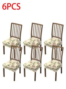 1/2/4/6pcs Printed Stretch Removable & Washable Dining Chair Seat Covers Room Decor Home Decor