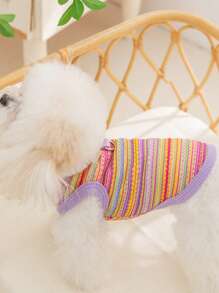 1 pièce Gilet style boho léger et mignon pour petit chien de compagnie, tenue décontractée respirante d'intérieur convenant aux petits chats et chiens