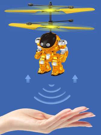 1pc Remote Control Intelligent Sensing Robot Toy, Anti-Fall Material, Infrared Sensing Remote Control, Children's Gift Remote Control Robot, Plastic Flying Toy Gesture Sensor Flying Machine Infrared Interactive Educational Toy With LED Lights, Suitable For Boys And Girls (With And Without Remote Control Version, Manual Spray Painting May Have Uneven, Manual Measurement Of Size May Have Slight Deviation)