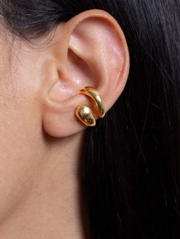 Pendientes sin perforación tipo clip de moda para mujeres, nuevos accesorios de joyería de declaración, pendientes tipo earcuff asimétricos en forma de gota de agua como regalo para mujeres
