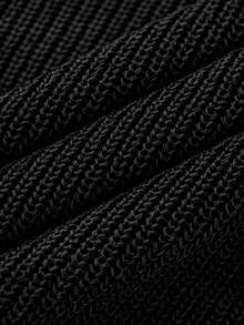 Camiseta de punto de manga corta de corte holgado y cuello redondo de unicolor para hombres de talla grande - Negro - Ver 11