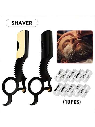 1/10/11 قطعة أدوات حلاقة، 10 شفرات، 1 قطعة شفرات قابلة للتبديل، حواف مستقيمة، ماكينات حلاقة، قص الشعر، اللحية، الحواجب، أدوات الحلاقة، ماكينات حلاقة قابلة للطي، للاستخدام المنزلي