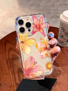Hibiscus Flower Floral Print Clear Phone Case Compatible With IPhone 13/11/12/16/14/15/15Pro/15Plus/15ProMax/7Plus/8Plus/X/XS Max/XR/11Pro/12Pro/13Pro/14Pro/12Mini/13Mini/11ProMax/12ProMax/13ProMax/14ProMax/14Plus/6/6S/6Plus/7/8/16Pro/16Plus/16ProMax/SE And Galaxy A54/A14/A12/A13/A15/A32/A33/A24/A52S/S20/S21/S22/S23/S24/S23Plus/S24Ultra/S25/A15/A33/A23