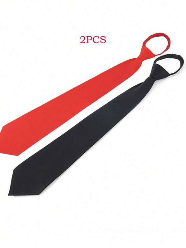 1 pieza Corbata de cremallera roja y negra de 45 cm de largo para hombres, corbata formal de traje de negocios, conveniente para estudiantes, guardias de seguridad, uniformes, adecuada para negocios, fiestas, reuniones