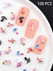 100 pezzi di decorazioni per unghie a forma di fungo fluorescente con glitter e paillettes, decorazioni per unghie cute per manicure, accessori per arte di unghie in stile Y2K in metallo premium a forma di cuore, kit per unghie fai da te, accessori per unghie, gemme per unghie, set per unghie, forniture per salone di bellezza, articoli essenziali per tecnici di unghie