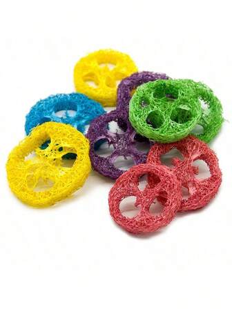 5 piezas de rebanadas naturales de esponja vegetal (loofah) como juguetes para roer para hámsteres, cuidado dental y golosinas para mascotas pequeñas como gatos, perros y loros, de colores aleatorios
