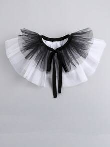 1pc Exaggerated Puff Ruffled Detachable Mesh Fake Collar For Women