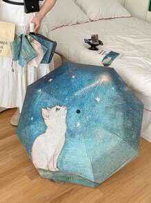 1pc High-Quality Cute Cartoon Folding Umbrella, Fully Automatic Anti-UV, Windproof, Sunshade And Rain Use, Portable Parasol