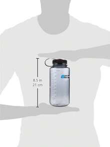 Nalgene - Botella de agua Tritan a prueba de fugas, sin BPA, boca ancha de 32 onzas, fabricada en los Estados Unidos para uso al aire última intervensión e hidratación diaria (gris con tapa negra) - Gris con tapa negra - Ver 4