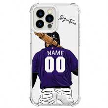 Funda de teléfono personalizada con nombre y número de jersey de béisbol compatible con iPhone 16E 16 15 Pro Max 14 13 12 11 Xs Max Xr SE 8 7 6 Plus 11 Pro Mini, con Galaxy S25 S24 S23 S22 S21 S20 y otros moldes, con 4 esquinas a prueba de golpes Funda transparente personalizada - Multicolor - Ver 9