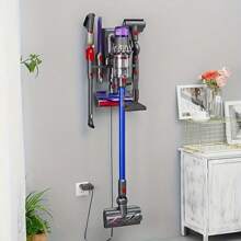 Space-Saving Wall-Mounted Vacuum Cleaner Head Holder - Easy Install, Durable Plastic Organizer With Utility Hooks, Utility Hooks
