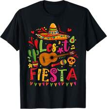 1 Pack Men's T-Shirt Cinco De Mayo Guitarra Mexicana Cactus Divertida Fiesta Mexicana Camiseta Camiseta de hombre - Negro - Ver 1