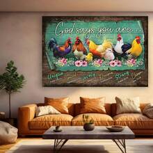 1 Pieza Decoración de Sala Enmarcada Cuadro de Pared de Gallo Decoraciones de Cocina Arte Rústico de Granja Imágenes de Pollo Decoración de Pared para Cocina Impresiones en Lienzo Decoraciones de Arte Hogar Decoraciones para Baño Comedor - Enmarcado - Ver 2