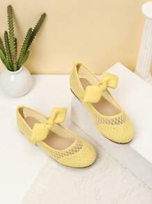 1 Paar Mädchen Schleife Dekor Slip-On Flache Schuhe, geeignet für Frühling und Herbst