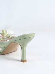Sandalias de tacón alto de stiletto para mujer, diseño minimalista y elegante de unicolor con tira y punta cuadrada, aptas para fiesta, boda y uso diario