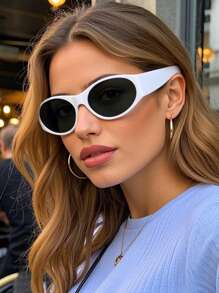 2pcs Oval Small Frame Fashion Glasses For Women, Casual & Resort For Summer Beach Vacation, Outdoor, Travel