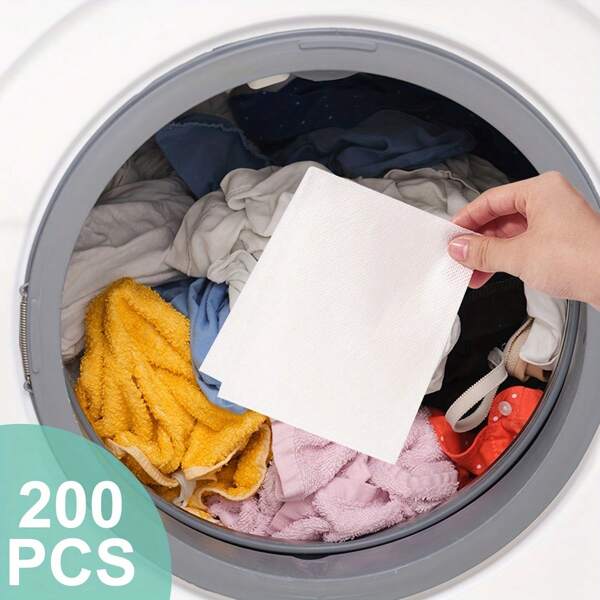 200pcs Color Catching Laundry Sheets - Made Of Non-Woven Fabric, Prevents Fading And Brightens Clothes, Suitable For Mixed Washing., Laundry Room Accessories