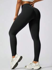 NcmRyu 2 Stück Damen Einfarbige vielseitige nahtlose Taillenhose mit Bauchkontrolle und Lifting Sport Leggings & Shorts