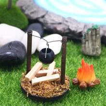 Miniatura de banco de parque realista para casa de muñecas, maceta de flores, fuego, decoración de madera y enredadera, accesorios para escena de sala de estar, exterior, dormitorio, modelo colgante de pared, escena del hogar en miniatura DIY, regalo coleccionable para aficionados y entusiastas de los pasatiempos