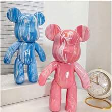 Kit de manualidades de oso de arte fluido en blanco para pintar, incluye pegatinas de oso de arte fluido DIY y figura artesanal de oso fluido