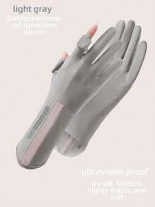 1 Set Multicolor Versatile Women Sunscreen Gloves, Ice Silk UV Protection Breathable Fingerless Driving Cycling Gloves
