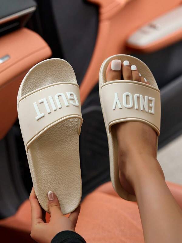 New Fashion Outdoor Slippers For Women, Soft Rubber Sole, Anti-Slip, Durable, Comfortable, Casual, Versatile, Shock-Absorbing Slippers For Home And Commute
