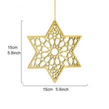 1pc Creative Wooden Hollow Hexagon, Octagon, Moon Shape Decor Hanging Ornaments, Modern Wooden Mirror Design Cozy Interior Wall Decor Hanging Accessories, Suitable For Holiday Party Decorations, Home Decor Gifts