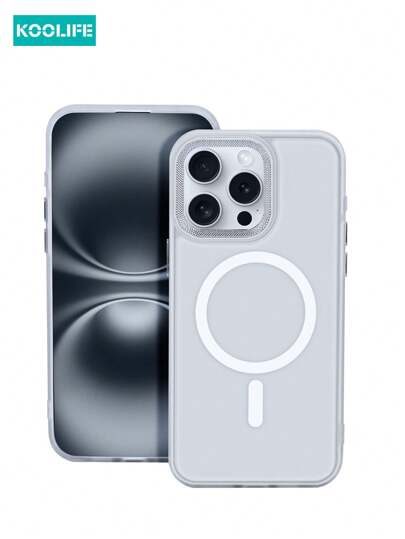 Koolife 1pc Magnetic Charging, Anti-Fall, Anti-Shock, Oil Spraying Matte Skin Feel Phone Protective Case, Personalized Mirror Frame Design Large Camera Hole, PC+TPU Phone Protective Case Compatible With Apple 17/17 Air/17 Pro Max/16/16pro/16plus/16promax/11/11pro/11promax/12/12pro/12promax/13/13pro/13promax/14/14plus/14pro/14promax/15/15pro/15plus/15promax And Galaxy S25Ultra/24Plus/23/Galaxy 22