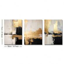 Set Of 3 Unframed Golden Black Beige Abstract Wall Art Canvas Poster Print Minimalist Contemporary Art Painting For Dorm,Living Room,Apartment,Bedroom,Modern Home Decoration