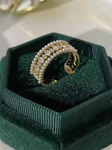 2025 Europe-US/Middle East, Japan & Korea Summer Leisure Copper Inlaid Classic Fashion Open Ring