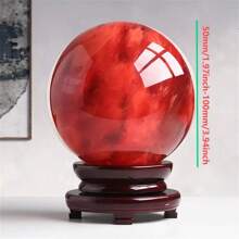 1 bola de cristal de quartzo vermelho deslumbrante - design de mármore semitransparente, tons vibrantes de vermelho e laranja, decoração exclusiva para casa e escritório, presente perfeito para feriados, dia das mães, festas e ocasiões especiais, decoração para casa | Bola de cristal vibrante | Superfície polida