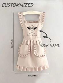 1pc Customized Printed Apron, Elegant Ladies Customized Printed Apron, Waterproof And Stain-Resistant, Cute Lace Skirt Apron, Black Anti-Stain Apron, Sleeveless Apron, Suitable For Home, Kitchen, Nail Salon, Cooking, Baking, Nail Salon, Ladies Workwear, Coffee Smock, Household Cooking Cleaning Sleeveless Bib Apron, Customizable Text And Personalized Photo Cooking Supplies, Washing Gloves - Multicolor - View 6