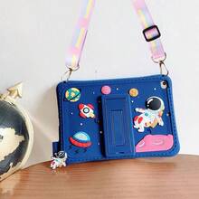 卡片夹儿童 iPad 保护套 1 件可调节卡通宇航员星空宇宙主题平板电脑支架保护套兼容三星 Galaxy TAB A7 A8 A9 Plus、Apple iPad Air2/iPad Mini/iPad 5/6/7/8/9/iPad Pro 11 第 10 代 - 藏蓝色 - 查看 82