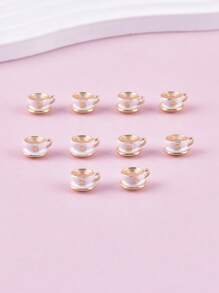 10pcs Mixed Style Cup, Teapot, Donut Shaped DIY Zinc Alloy Jewelry Pendant, Earrings, Necklace Accessories