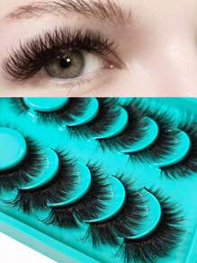 1 caja de 6 pares de pestañas postizas extra largas y gruesas, estilo europeo, pestañas artificiales de pelo natural, reutilizables, adecuadas para maquillaje ahumado, diario, discoteca, baile y escenario