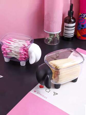 1 件可爱绵羊设计收纳盒，防水化妆品收纳盒，时尚家居装饰，简约纯色收纳盒，适合母亲节/生日礼物，适合房间、卧室、浴室、家居装饰、复活节、婚礼（黑色和白色可选）