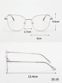 1 Pair Cat-Eye Metal Fashion Sexy Clear Lens Glasses, Suitable For Daily Use