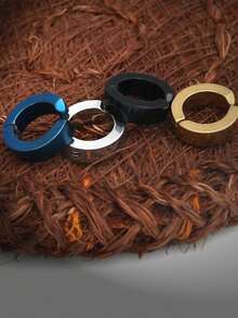 Unisex Stainless Steel Punk Style Clip On Non-Piercing Earrings - Black - View 4