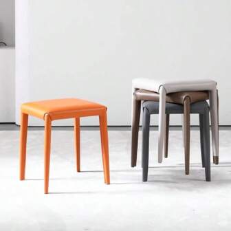 JOY Stapelbare Dikke Kruk Licht Luxe Woonkamer Eetkamer Kruk Thuis Eenvoudige Eettafel Stoel Leren Vierkante Kruk