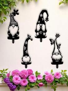 Nordic Style Metal Material, Striped Pointed Hat Long Beard Santa Gnome Silhouette, Unique Aesthetic And Sturdy Quality, Metal Garden Decor Rustic Charm - Suitable For Garden Decoration, Balcony Arrangement, Yard Landscaping, Indoor Corner Accents, Christmas Decoration