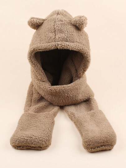 Women's 3-In-1 Scarf Gloves Winter Hat - All-In-One Plush Warm Headwear For Cold Weather