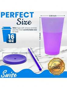 500ml Plastic Magic Cups With Lid And Straw, 20 Pcs - Green - View 9